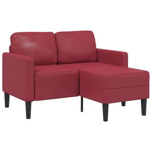 vidaXL 2-miestna pohovka s ležadlom v tvare L, v&iacute;novo červen&aacute; 125 cm, umel&aacute; koža
