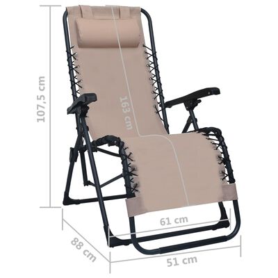 vidaXL Skladacie terasové stoličky 2 ks sivohnedé textilénové