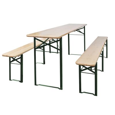 vidaXL Skladací pivný stôl s 2 lavicami 220 cm jedľové drevo
