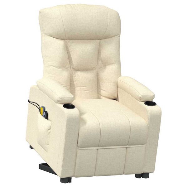 vidaXL Zdvíhacie masážne kreslo krémové látka