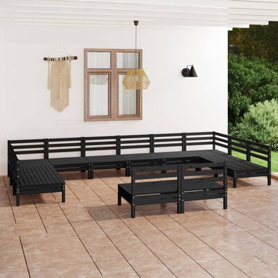 vidaXL 12-dielna záhradná sedacia súprava, čierna, borovicový masív