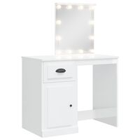 vidaXL Toaletný stolík s LED svetlami vysoký lesk biely 90x42x132,5 cm