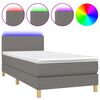 vidaXL Posteľ boxsping s matracom a LED tmavosiv&aacute; 100x200 cm l&aacute;tka