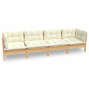 vidaXL 4-dielna z&aacute;hradn&aacute; s&uacute;prava s kr&eacute;mov&yacute;mi vank&uacute;&scaron;mi borovicov&yacute; mas&iacute;v