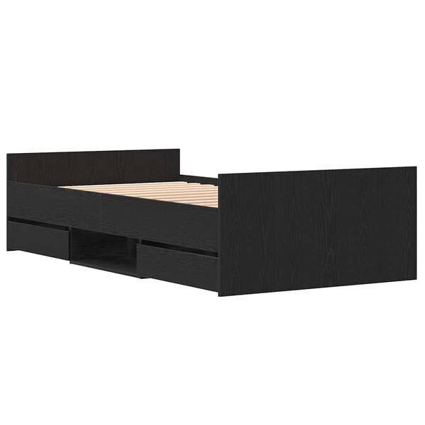 vidaXL Rám postele so zásuvkou Čierny dub 90 x 190 cm Kompozitné drevo