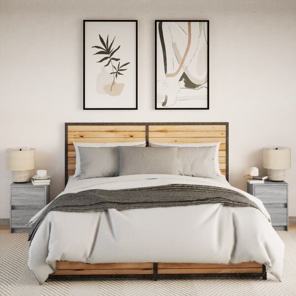 vidaXL Nočn&eacute; stol&iacute;ky s LED svetlami 2 ks siv&aacute; sonoma kompozitn&eacute; drevo