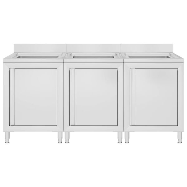 vidaXL Gastro kuchynsk&eacute; drezy so skrinkami 3 ks nehrdzavej&uacute;ca oceľ