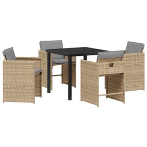 vidaXL Z&aacute;hradn&yacute; jed&aacute;lensk&yacute; set 5 pcs B&eacute;žov&aacute; polyratan