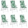 vidaXL Vankúše na vysoké stoličky 6 ks vzor listov látka