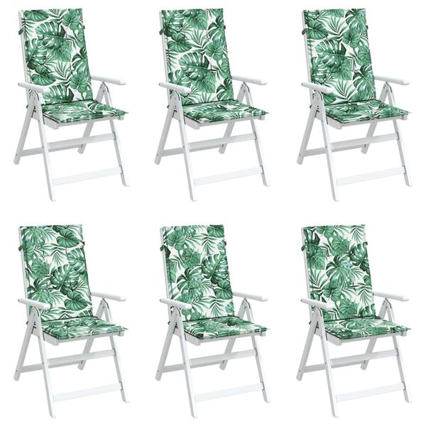 vidaXL Vankúše na vysoké stoličky 6 ks vzor listov látka