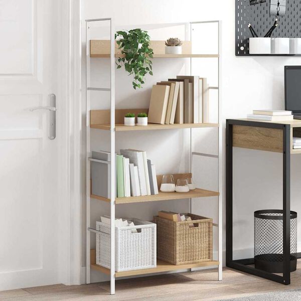 vidaXL Knižnica, 4 police, dub 60x27,6x124,5 cm, kompozitn&eacute; drevo