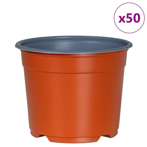 vidaXL Kvetinov&yacute; kvetin&aacute;č 50 pcs Tehlov&aacute; &Oslash; 15 x 12.5 cm Plast