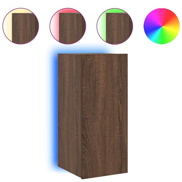 vidaXL TV n&aacute;stenn&aacute; skrinka s LED svetlami hned&yacute; dub 30,5x35x70 cm