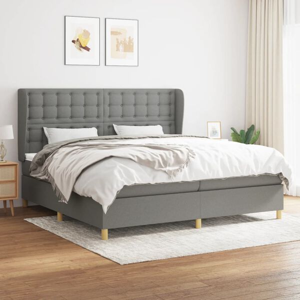 vidaXL Boxspring posteľ s matracom tmavosiv&aacute; 200x200 cm l&aacute;tka