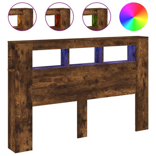 vidaXL Čelo s LED dymový dub 160x18,5x103,5 cm kompozitné drevo