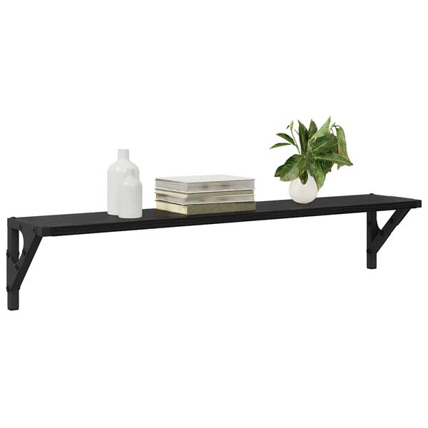 vidaXL Stenné police s poličkou 2 pcs Čierny dub 80 x 15 x 15,5 cm