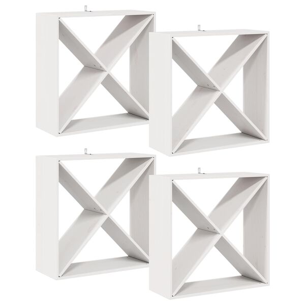 vidaXL Regál na víno 4 pcs Biela 62 x 25 x 62 cm