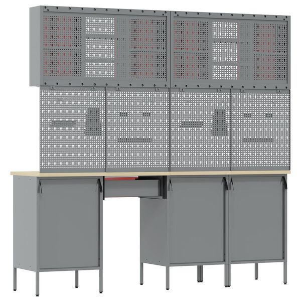 vidaXL Pracovn&aacute; skrinka 10 pcs Červen&aacute; Inžinierske drevo a oceľ