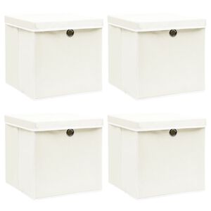 vidaXL &Uacute;ložn&eacute; boxy s vekom 4 ks, biele 32x32x32 cm, l&aacute;tka