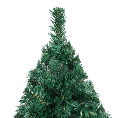 vidaXL Osvetlený umelý vianočný stromček s guľami, zelený 150 cm, PVC