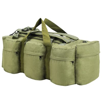 vidaXL Športová taška 3 v 1, army štýl 90 l, olivovo zelená