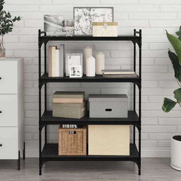 vidaXL Polica na knihy 4 pcs Čierna 80 x 40 x 1,5 cm Kompozitn&eacute; drevo