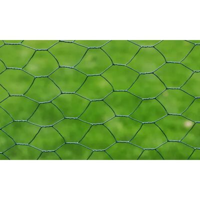 vidaXL Drôtený plot, pozinkovaná oceľ, šesťhranný 1x25 m, tmavozelený