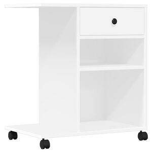 vidaXL Stojan na tlačiareň s kolieskami biely 60x40x68,5 cm