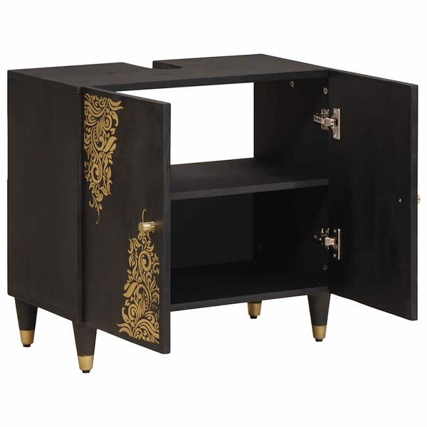 vidaXL Skrinka pod umývadlo Čierna 62 x 33 x 58 cm Masívne mango drevo