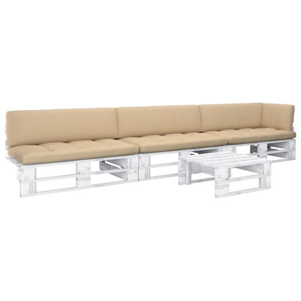 vidaXL 4-dielna paletov&aacute; s&uacute;prava a vank&uacute;&scaron;e biela impregnovan&aacute; borovica