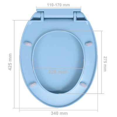 vidaXL WC sedadlo, pomalé sklápanie, modré, oválne