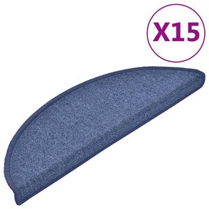 vidaXL Schodov&eacute; rohože 15 ks 56x17x3 cm modr&eacute; polkruhov&eacute;