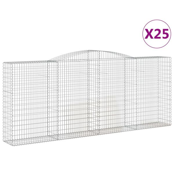 vidaXL Oblúkové gabiónové koše 25 ks 400x50x160/180 cm pozink. železo