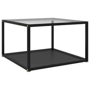 vidaXL Konferenčn&yacute; stol&iacute;k, priehľadn&yacute;+čierny 60x60x35 cm, tvrden&eacute; sklo