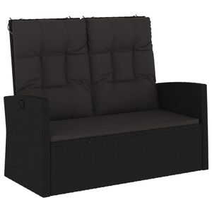 vidaXL Skl&aacute;pacia z&aacute;hradn&aacute; lavička s vank&uacute;&scaron;mi čierna 118 cm polyratan