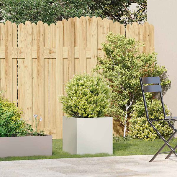 VidaXL kvetin&aacute;č Biela 40x40x40 cm Oceľ valcovan&aacute; za studena