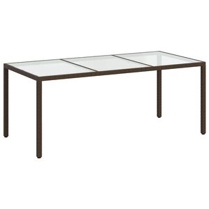 vidaXL Z&aacute;hradn&yacute; st&ocirc;l hned&yacute; 190x90x75 cm tvrden&eacute; sklo a polyratan