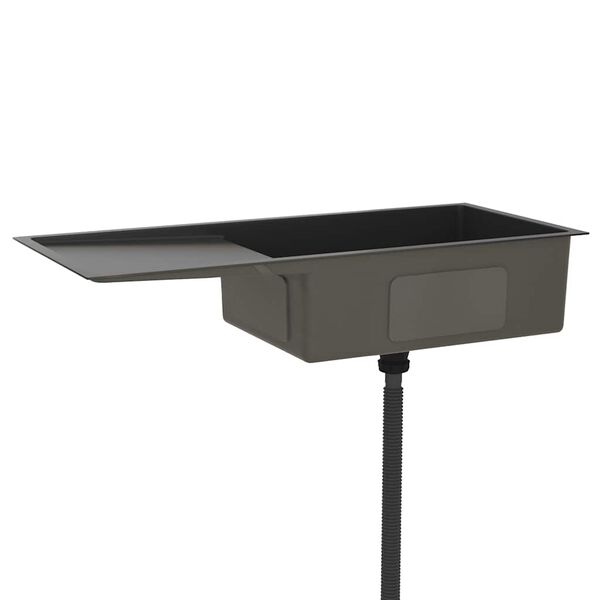 vidaXL Ručne vyrobený kuchynský drez, čierny, nehrdzavejúca oceľ