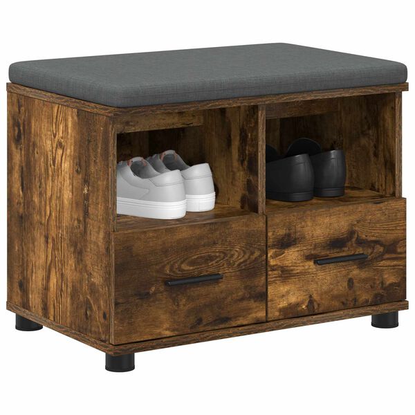 vidaXL Predsieňov&aacute; lavica s vank&uacute;&scaron;om Dymov&aacute; dub 60 x 38 x 46 cm