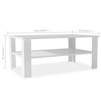 vidaXL Konferenčný stolík z drevotriesky, 100x59x42 cm, biely