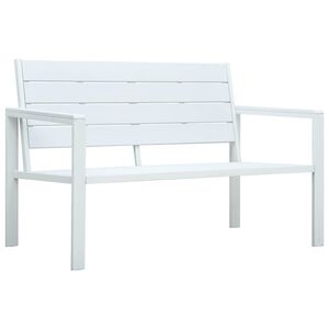 vidaXL Z&aacute;hradn&aacute; lavička 120 cm, HDPE, biela, dreven&yacute; vzhľad