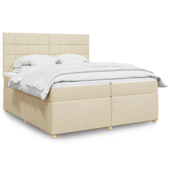 vidaXL Boxspring posteľ s matracom kr&eacute;mov&aacute; 200x200 cm l&aacute;tka