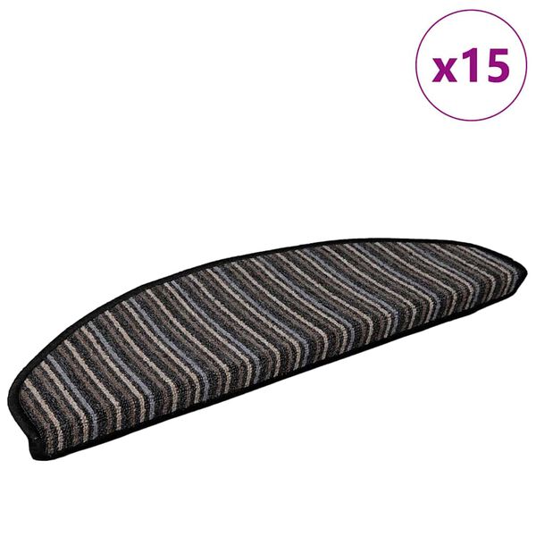 vidaXL Samolepiace schodov&eacute; rohože 15 pcs Antracit 65 x 21 x 4 cm