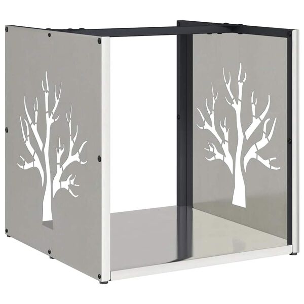 vidaXL Reg&aacute;l na krbov&eacute; drevo 40x40x40 cm, nehrdzavej&uacute;ca oceľ