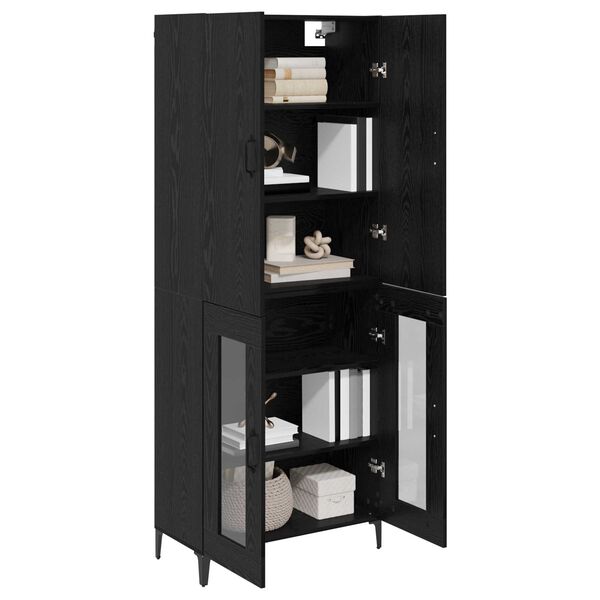 vidaXL Highboard Čierny dub 69,5 x 34 x 180 cm Kompozitn&eacute; drevo