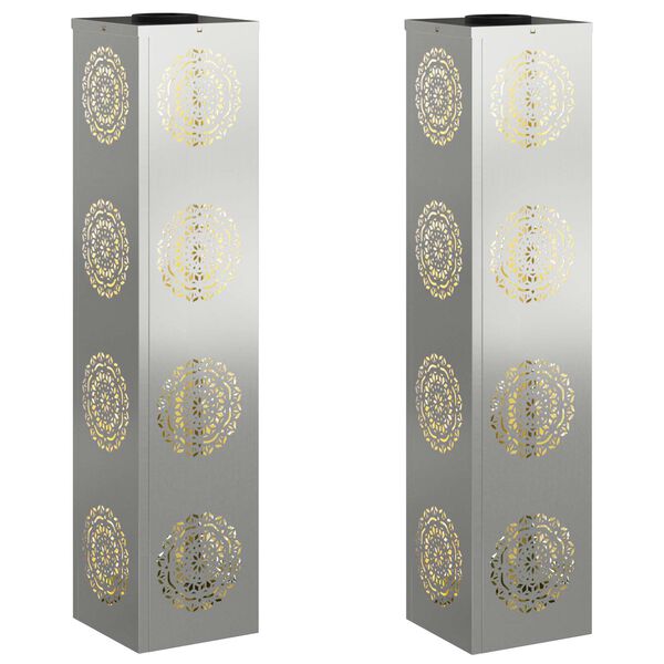 vidaXL Sol&aacute;rne LED svetlo na chodn&iacute;k 2 pcs Strieborn&aacute; Pozinkovan&aacute; oceľ