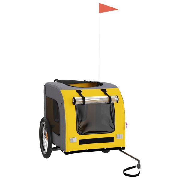 vidaXL Cyklovozík pre zvieratá, žlto sivý, oxfordská látka, železo