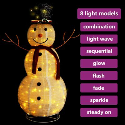 vidaXL Dekoratívny vianočný snehuliak LED luxusná látka 120 cm