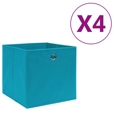vidaXL Úložné boxy 4 ks, netkaná textília 28x28x28 cm, svetlomodré