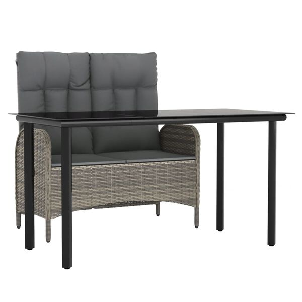 vidaXL 2-dielna z&aacute;hradn&aacute; jed&aacute;lensk&aacute; sada s podložkami siv&aacute; polyratan